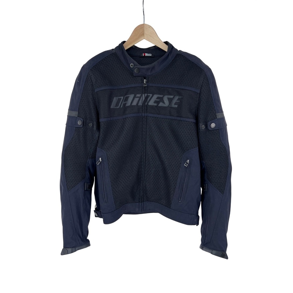 Dainese Motorcycle Riding Jacket Black Padded‎ Armored Mens Size 50